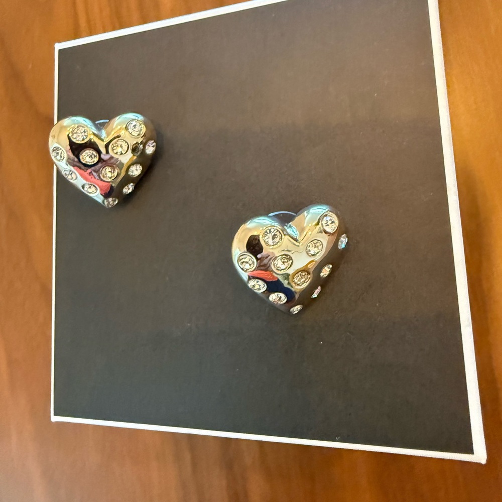 Bubble Heart Shaped Stud Earrings with Crystals